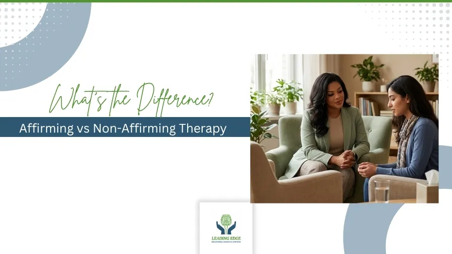 Affirming vs non-affirming therapy session with client and therapist